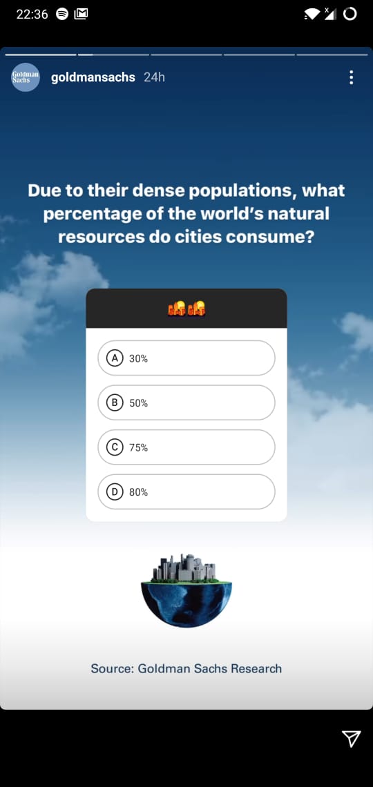 Instagram story which is a Goldmansachs advertisement