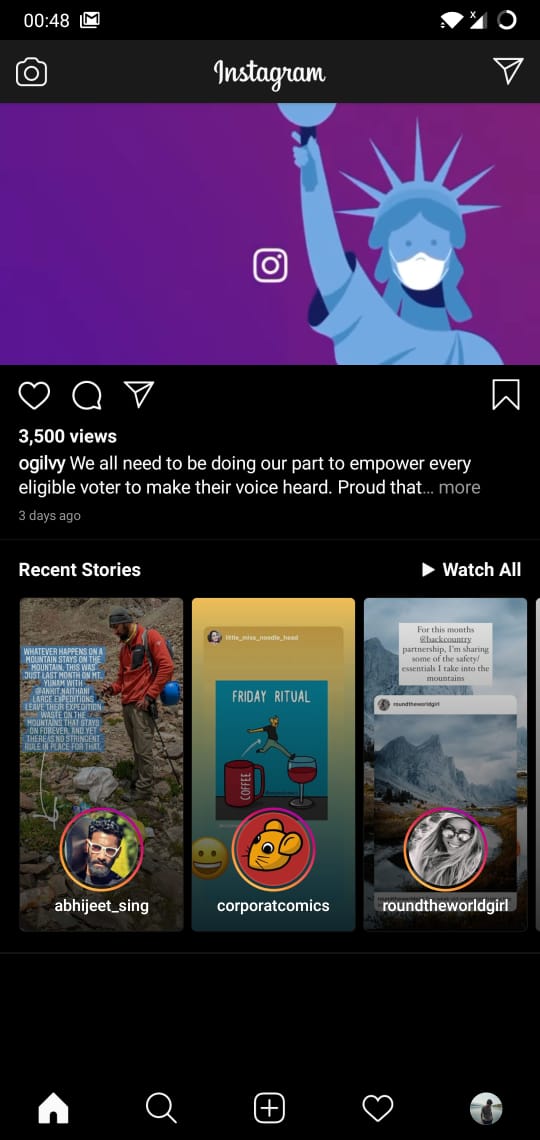 Instagram recent stories