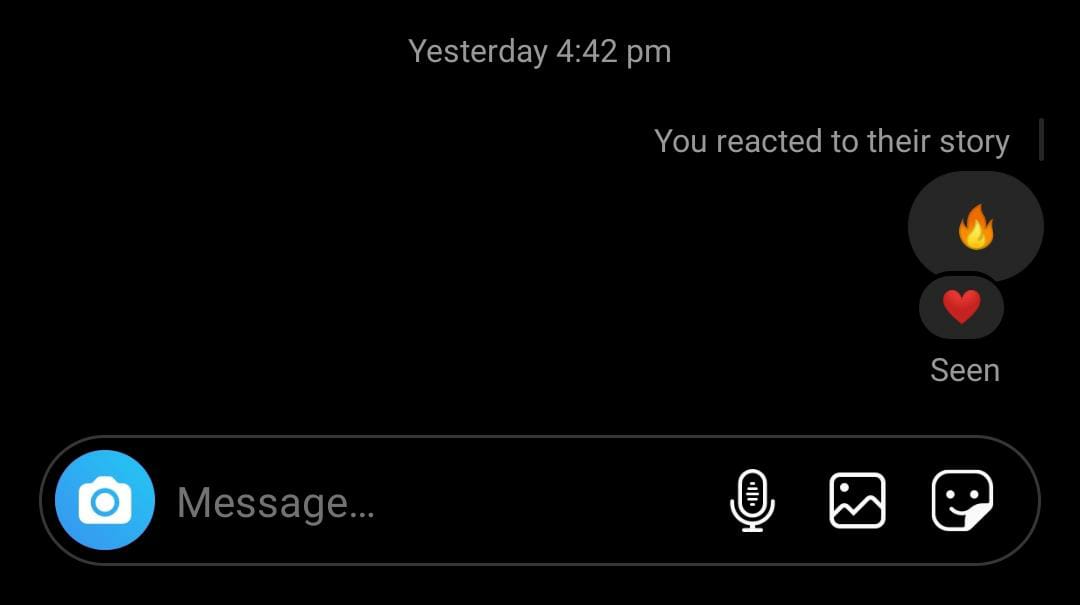 Instagram chat reflection a reaction made to the story