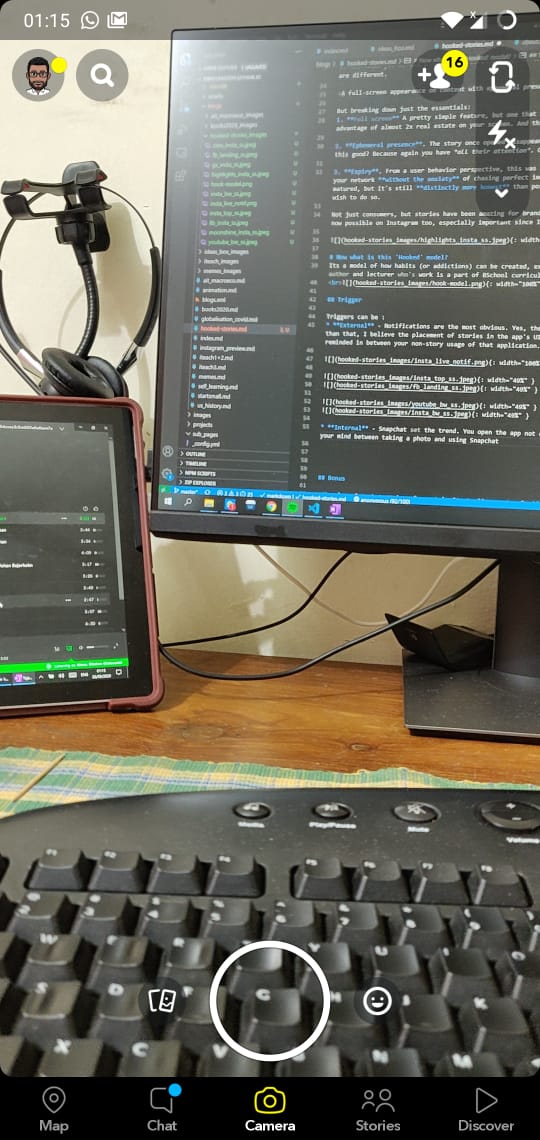Snapchat application screen